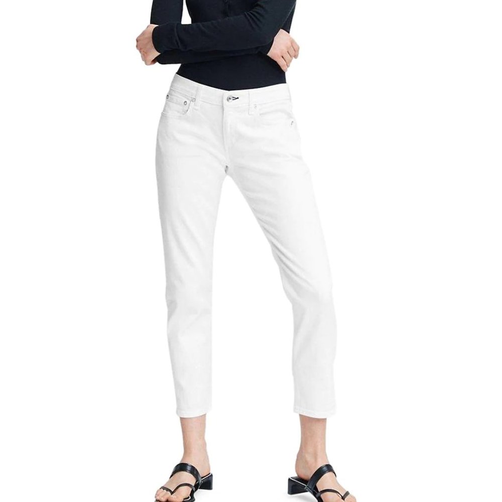 Rag & Bone Dre Low-rise Slim Boyfriend Jeans White Size 25